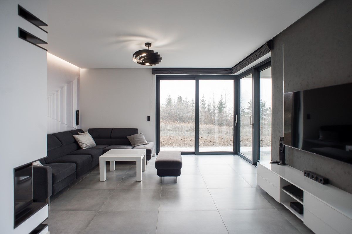 Salon z wyjściem na taras